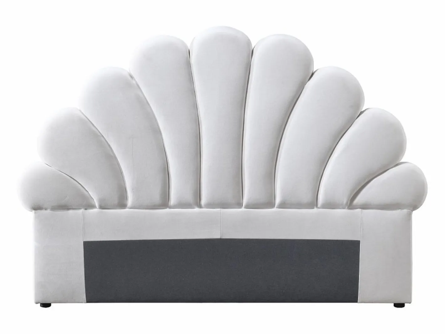 Vente-unique Cabecero concha 140 cm de terciopelo - MOANA Blanco
