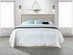 Vente-unique Cabecero de cama ALVISE Tela - 160 cm Beige Outlet