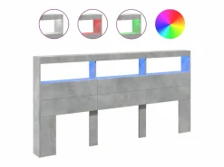 Cabecero de cama con luz LED hormigón 200x17x102 cm^Clicnbuy New