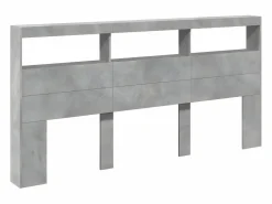 Cabecero de cama con luz LED hormigón 200x17x102 cm^Clicnbuy New