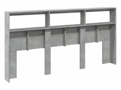 Cabecero de cama con luz LED hormigón 200x17x102 cm^Clicnbuy New