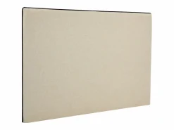Vente-unique Cabecero Y Puente De Cama|Cabecero desenfundable 150 cm de algodón y lino en tonos beige y negro - CHESMA