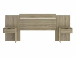 Vente-unique Cabecero extensible con mesas de noche y 2 cajones 140/160 cm natural. PARATI Color natural claro Outlet
