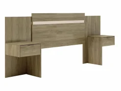 Vente-unique Cabecero extensible con mesas de noche y 2 cajones 140/160 cm natural. PARATI Color natural claro Outlet