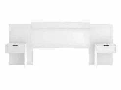 Vente-unique Cabecero extensible con mesas de noche y 2 cajones 140/160 cm Blanc. PARATI Blanco