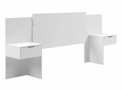Vente-unique Cabecero extensible con mesas de noche y 2 cajones 140/160 cm Blanc. PARATI Blanco