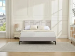 Vente-unique Cabecero Y Puente De Cama|Cabecero moderno de terciopelo de 140 cm - HERMINE
