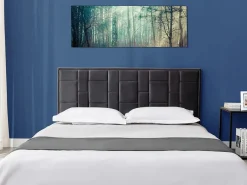 Vente-unique Cabecero Y Puente De Cama|Cabecero moderno Hermine de 140 cm en terciopelo oscuro