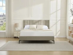 Vente-unique Cabecero moderno Hermine de terciopelo color de 160 cm Topo Discount