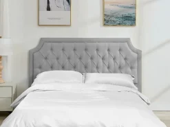 Vente-unique Cabecero tapizado 170 cm en tela gris - JOHENE Gris claro Sale