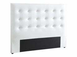 Vente-unique Cabecero Y Puente De Cama|Cabecero tapizado 140 cm en ecopiel blanca - FRANCESCO