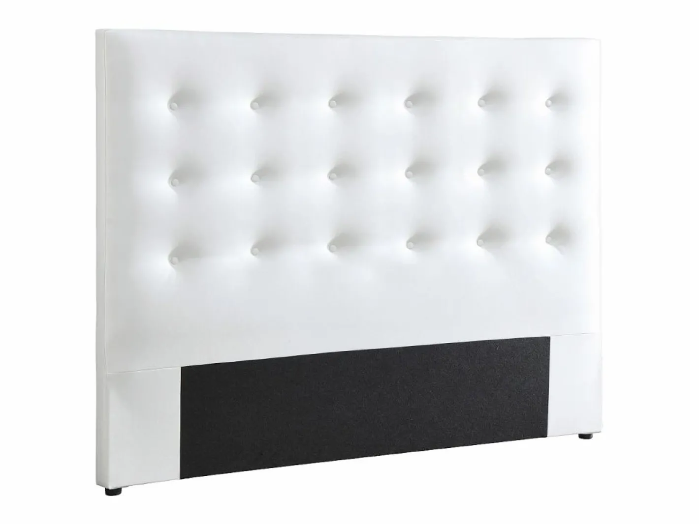 Vente-unique Cabecero Y Puente De Cama|Cabecero tapizado 140 cm en ecopiel blanca - FRANCESCO