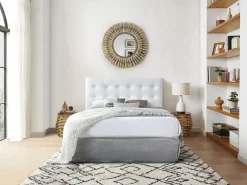 Vente-unique Cabecero Y Puente De Cama|Cabecero tapizado 140 cm en ecopiel blanca - FRANCESCO