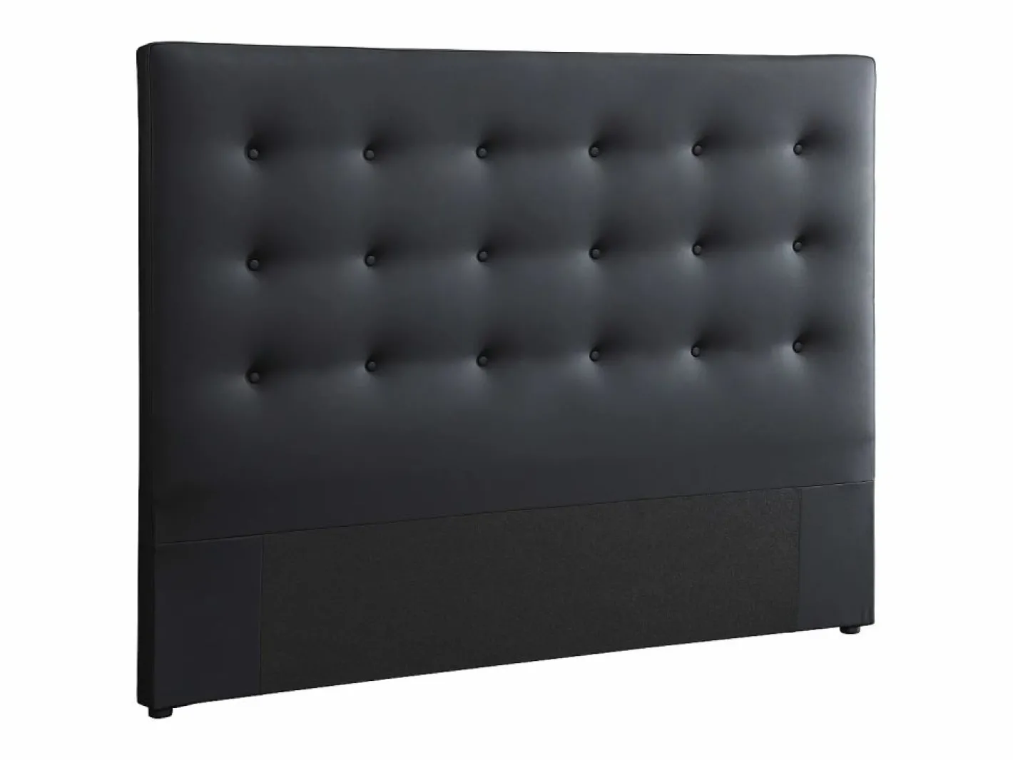 Vente-unique Cabecero tapizado de 140 cm en piel sintética negra - FRANCESCO Negro