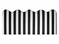 Cabecero tapizado forma ondulada franjas blancas y negras 160x73,5cm Negro
