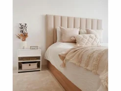 Morfeo Descanso Cabecero Y Puente De Cama|Cabecero tapizado nórdico líneas verticales tela antimanchas para cama 200 cm - 210x125 cm