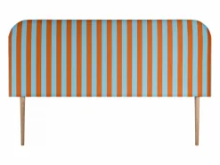 Cabecero tapizado terciopelo a rayas azul y 160x97cm Naranja New