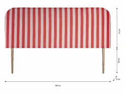 Cabecero tapizado terciopelo a rayas rojas y s 160x97cm^ Discount