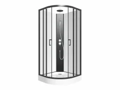 Shower & Design Cabina De Ducha|Cabina de ducha - Altura ajustable - L90 x l90 x H200/220 cm - Negro y blanco - ROVATA