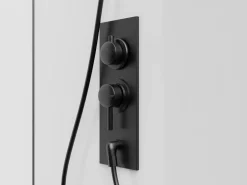 Cabina de ducha - Altura ajustable - Blanco y negro - L80 x l80 x Alt. 213/232 cm - BADONI^Shower & Design Outlet