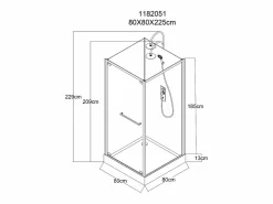 Cabina de ducha - Altura ajustable - Blanco y negro - L80 x l80 x Alt. 213/232 cm - BADONI^Shower & Design Outlet