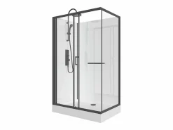 Cabina de ducha de esquina reversible, negro y blanco, Ancho 110 x 80 x Alt. 225 cm, ZODANI^Shower & Design