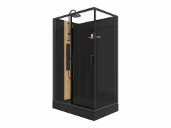 Cabina de ducha de hidromasaje reversible, mate y bambú, L120 x Al225 cm, VITUNA^Shower & Design Discount