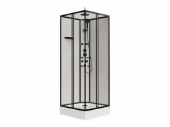 Cabina de ducha de hidromasaje de fibra de bambú - Negro - L80 x A80 x H225 cm - ARDALI^Shower & Design Hot