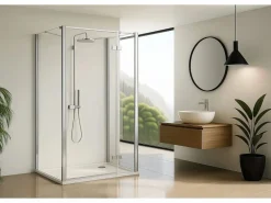 Rea Cabina De Ducha De Pared Atlas Chrome 100X100 Right Plateado