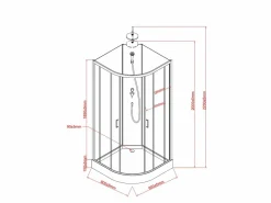 Shower & Design Cabina De Ducha|Cabina de ducha en cuarto de círculo, altura ajustable, Ancho 80 x 80 x Alt. 213/232 cm, ROVATA