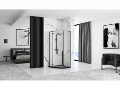 Rea Cabina De Ducha Diamond 80X80 Black + Plato De Ducha Savoy White Negro Sale
