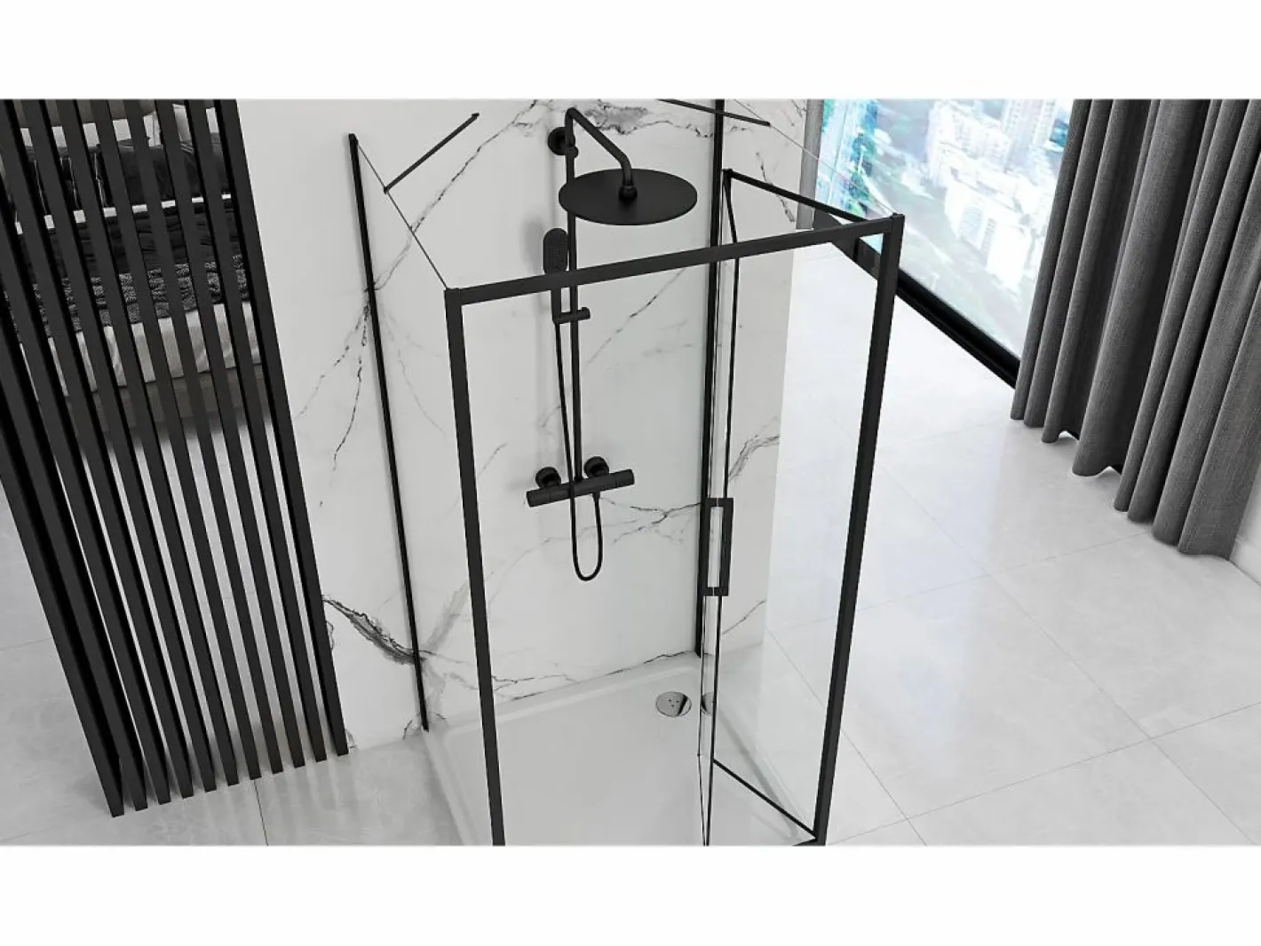 Rea Cabina De Ducha Rapid Fold 100x80 Black Negro Hot