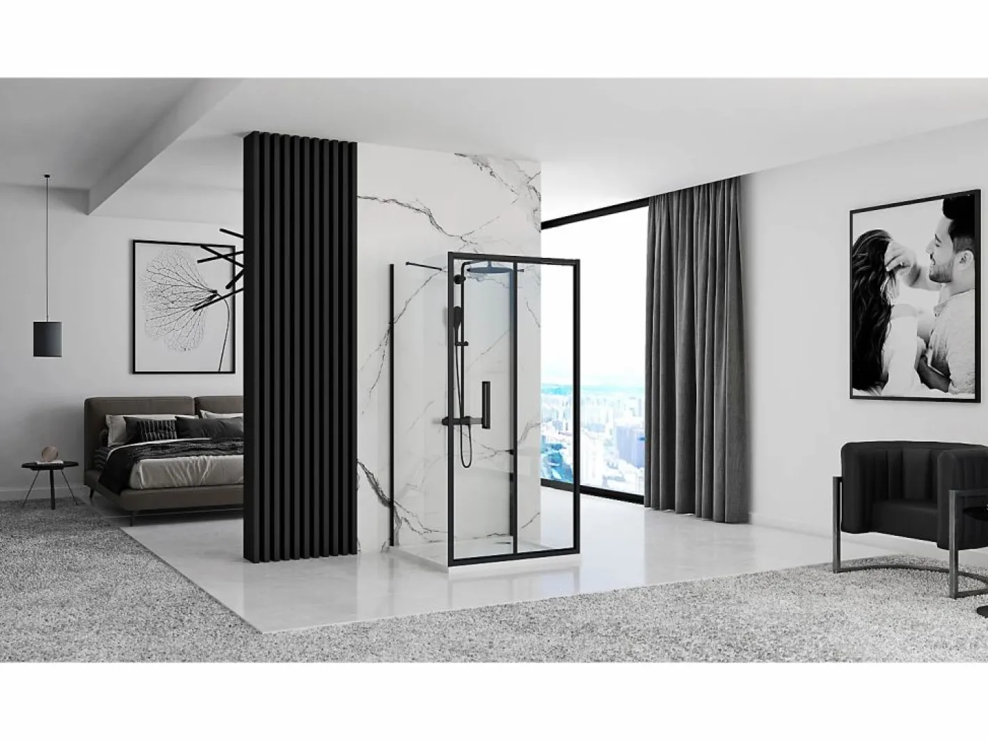 Rea Cabina De Ducha Rapid Fold 100x80 Black Negro Hot
