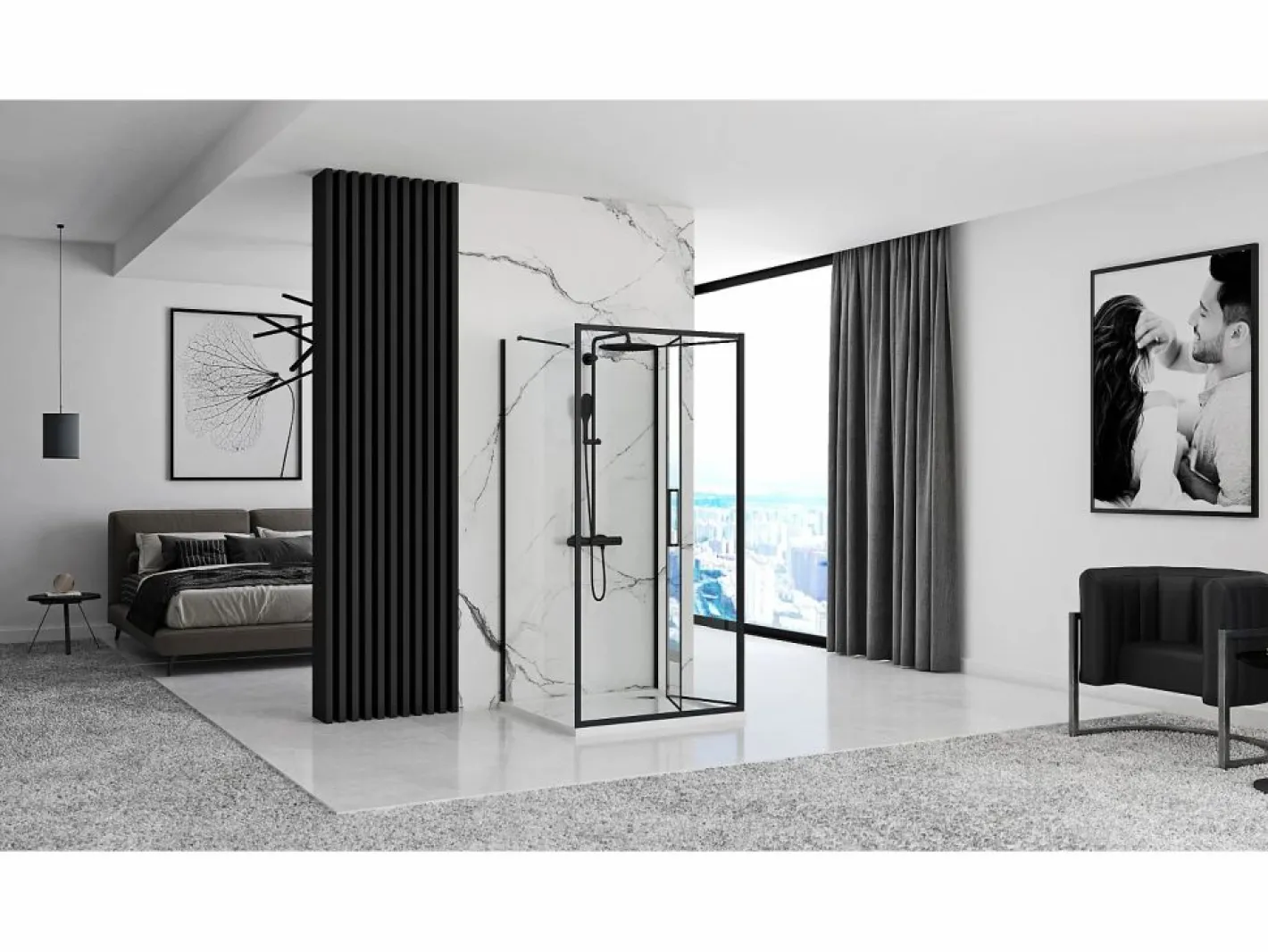 Rea Cabina De Ducha Rapid Fold 100x80 Black Negro Hot