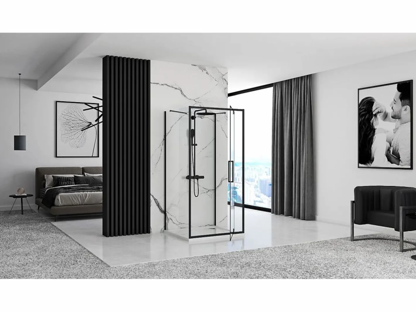 Cabina De Ducha Rapid Swing 100x80 Black^Rea