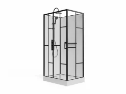 Shower & Design Cabina De Ducha|Cabina de ducha serigrafiada - Blanco y Negro - L110 x A80 x H225 cm - GAVILA