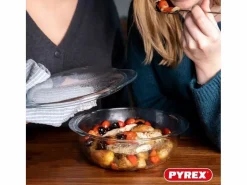 Pyrex Cacerola de vidrio Essentials forma redonda con tapa 2,1L Transparente Hot
