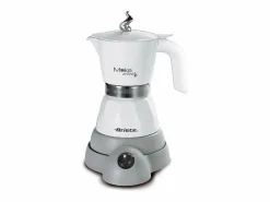 Ariete Cafetera Moka Eléctrica Moka Aroma 2-4 Tazas Multicolor, Diseño Original y Sabor Intenso Gris / Blanco Hot