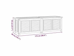 vidaxl Caja de almacenaje de jardín con bolsa teca maciza 175x50x55 cm Color natural claro New