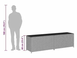 vidaxl Caja de almacenaje de jardín ratán sintético 200x50x60 cm Negro New