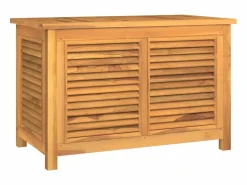 vidaxl Caja de almacenaje de jardín con bolsa teca maciza 90x50x58 cm Color natural claro Best