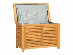 vidaxl Caja de almacenaje de jardín con bolsa teca maciza 90x50x58 cm Color natural claro Best