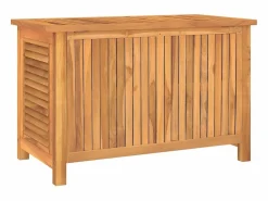 vidaxl Caja de almacenaje de jardín con bolsa teca maciza 90x50x58 cm Color natural claro Best