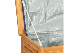 vidaxl Caja de almacenaje de jardín con bolsa teca maciza 90x50x58 cm Color natural claro Best