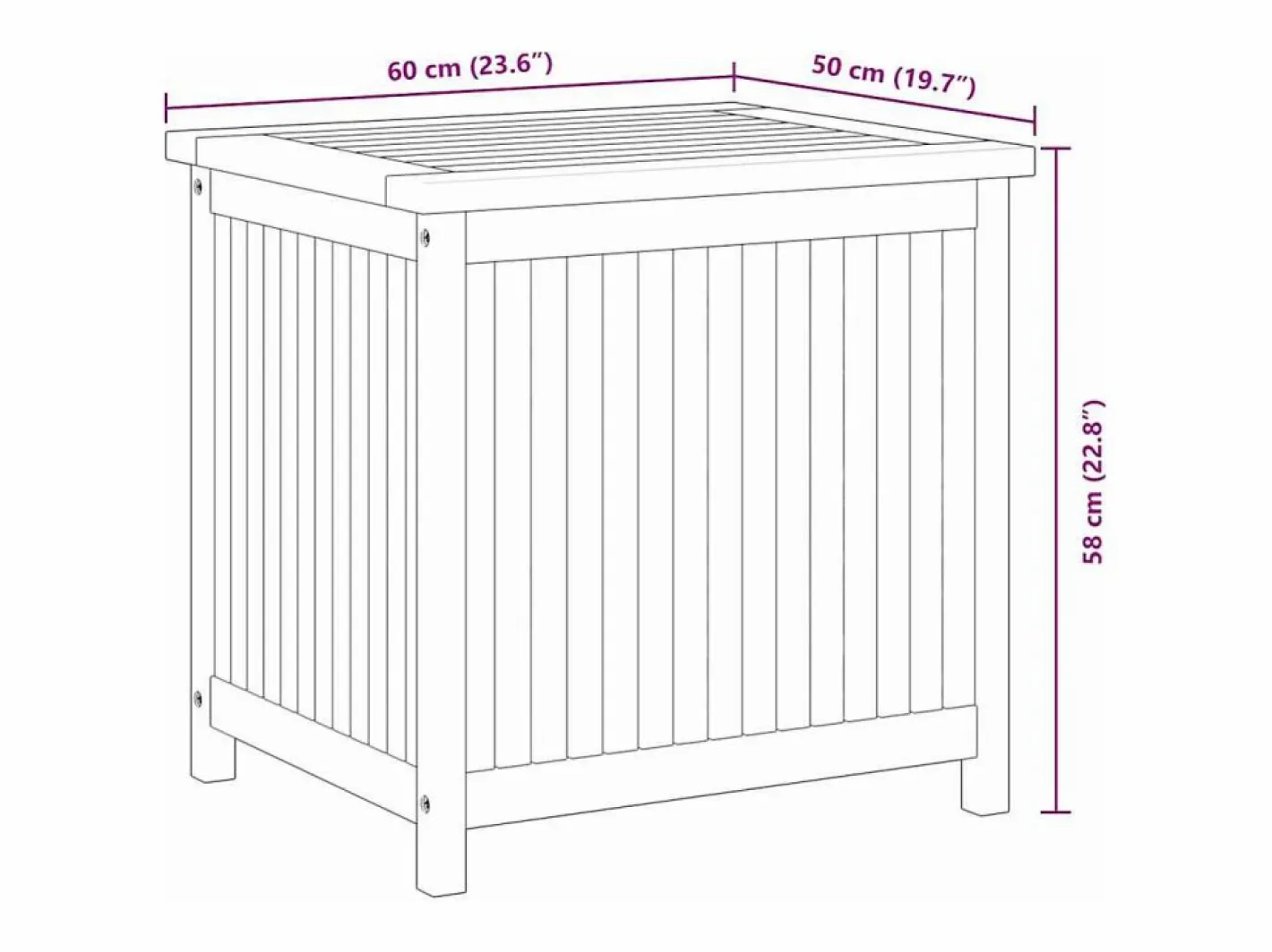 vidaxl Baúl De Jardín|Caja de almacenaje de jardín madera maciza de teca 60x50x58 cm