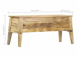 Caja de almacenaje de madera maciza de mango 99x35x48 cm^vidaxl Outlet