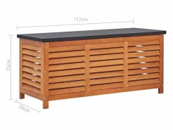 vidaxl Baúl De Jardín|Caja de almacenaje jardín madera maciza eucalipto 117x50x55 cm