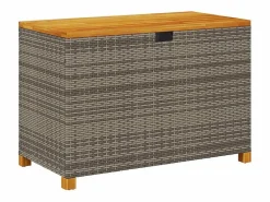 vidaxl Caja de almacenaje jardín madera acacia ratán 110x55x63 cm Gris