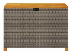 vidaxl Caja de almacenaje jardín madera acacia ratán 110x55x63 cm Gris
