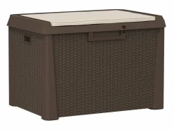 vidaxl Caja de almacenaje jardín con cojín de asiento PP marrón 125 L Marru00f3n Clearance